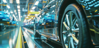 Auto auf dem Laufband, PKW-Produktion