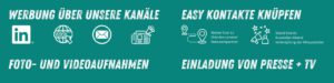 Das Netzwerk automobilzulieferer Sachsen organisiert Gemeinschaftstände auf Messen, um die sächsischen Industrieunternehmen und Zulieferer vor Fachpublikum zu präsentieren.